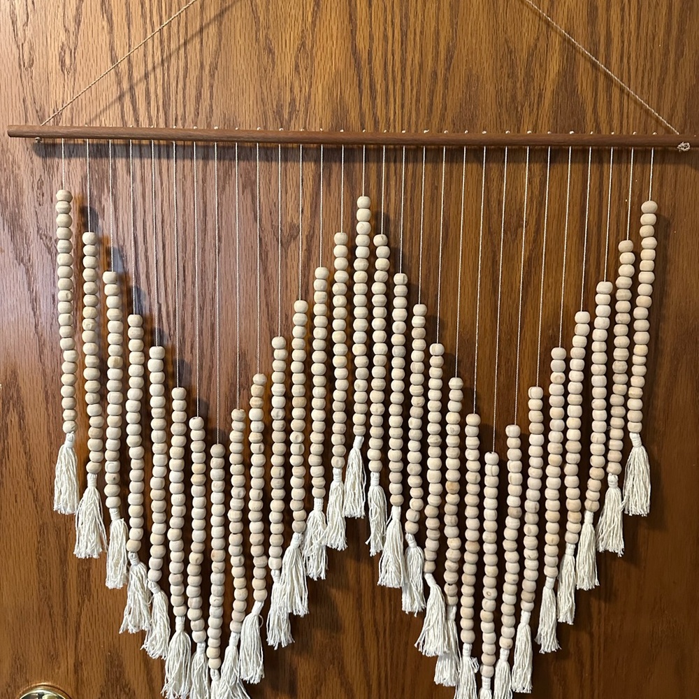 Wooden Bead Wall Hanging with Tassels